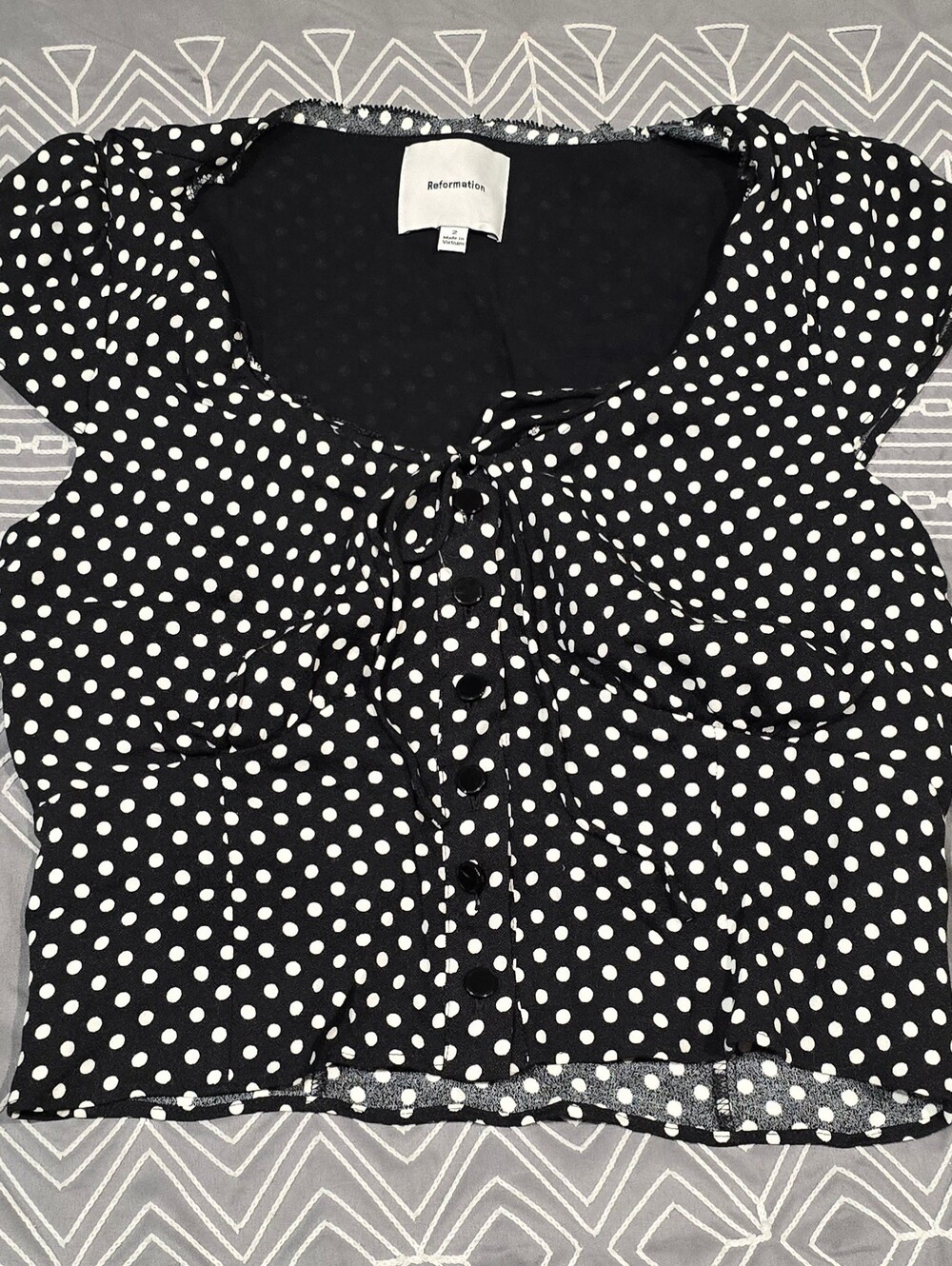 Reformation Dorothea Polka Dot Crepe Top Size 2